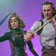 Hot Toys' realistic figures of Sylvie and Loki brandish their swords while standing side-by-side.